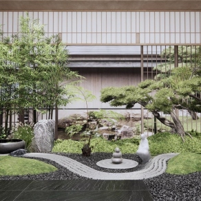 日式庭院景观3D模型下载